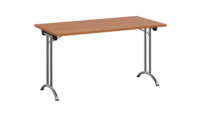 SLC 140 chrom skládací jednací stůl 1394x700, deska 25 mm, podnož chrom, deska olše jantar